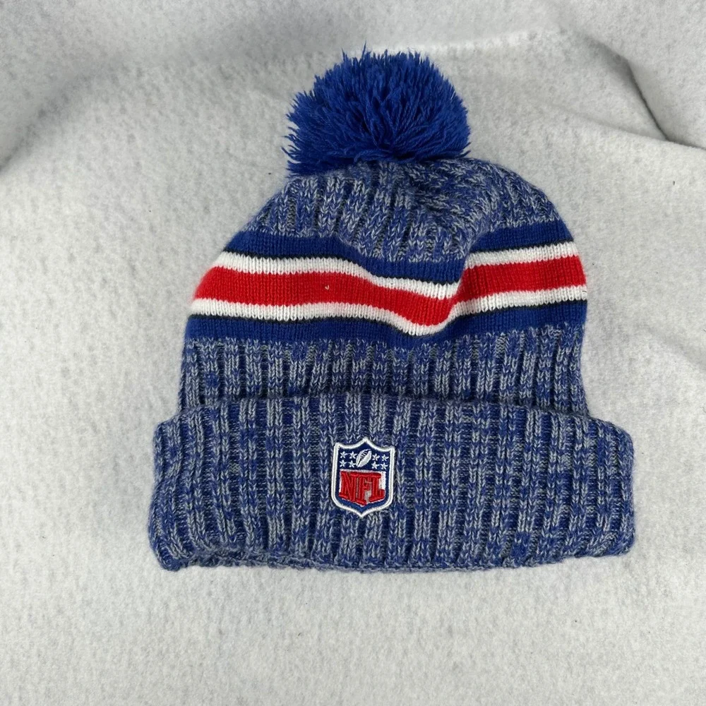 New Era Beanie Hat Youth  Blue Buffalo Bills NFL Fleece Lined Pom Knit